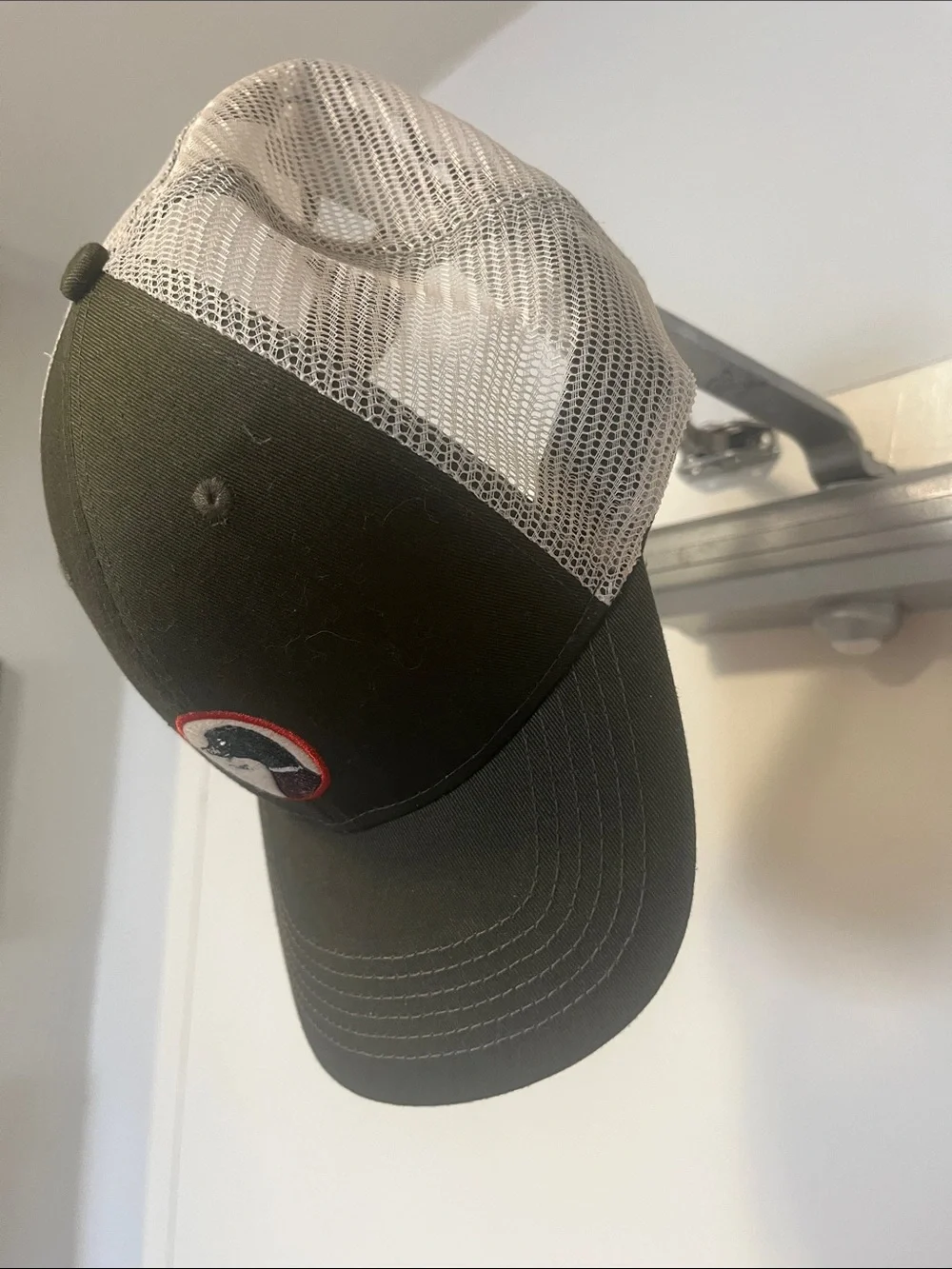 Duck Head Olive Green and White Mesh Trucker Hat with Duck Patch